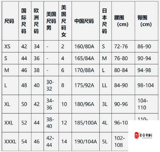 日本尺码与欧美尺码对照表:清晰换算,轻松购物
